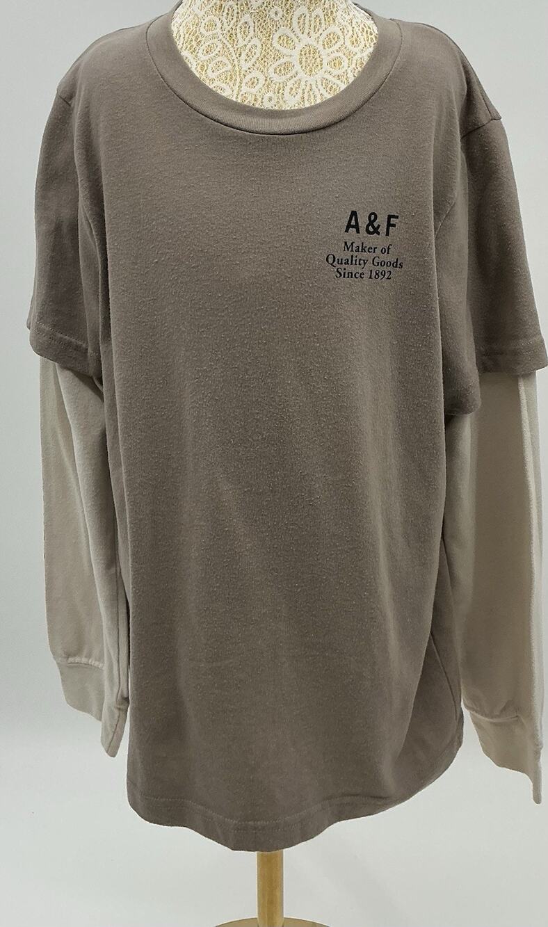 Abercrombie Kids Boys 9/10 Brown Layered Look Long Sleeve A&F 1892 Shirt